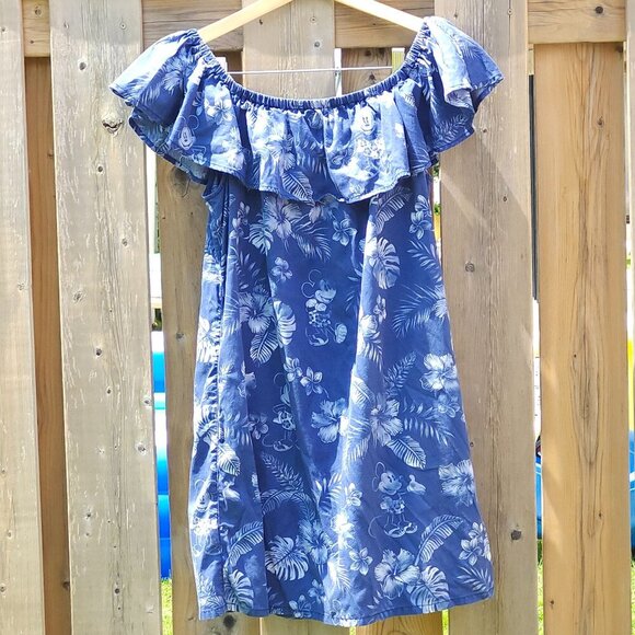 NEW Disney Parks X Tommy Bahama Mini Dress Size Medium Navy Blue Mickey Mouse - Picture 1 of 9